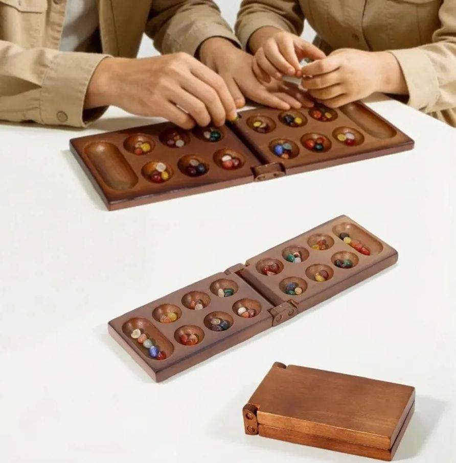 Chess Set Wooden - Juego de Ajedrez Africano Clásico Mancala,