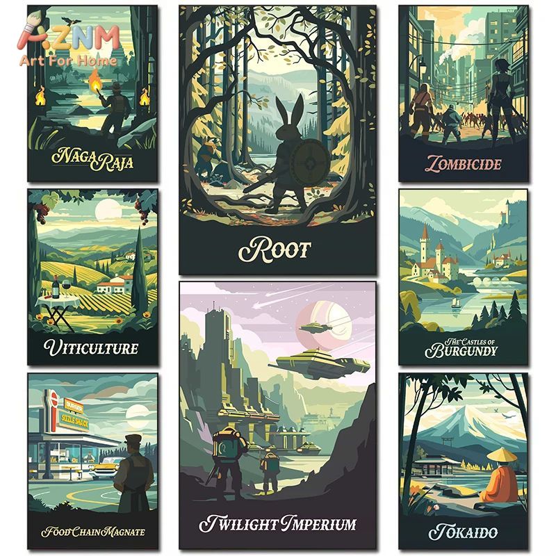 Board Game Print - AZNM - Póster artístico retro para