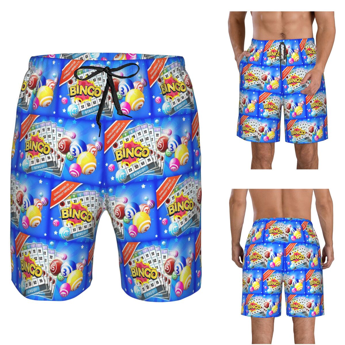 Board Game Queen - Pantalones Cortos de Playa para Hombre,