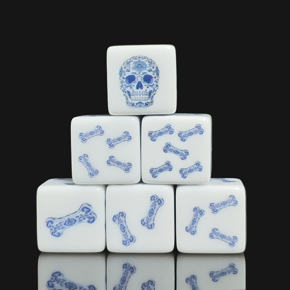 Board Game Print - 12 dados acrílicos blancos de 16