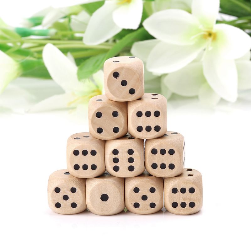 Board Game Loop - Dados madera 6 caras D6, 10