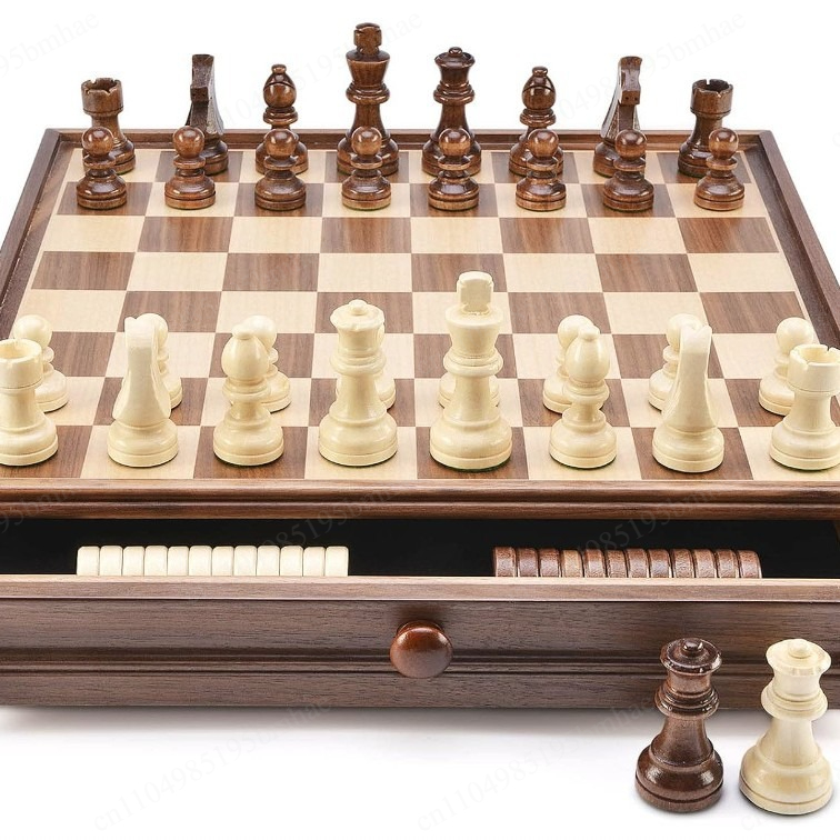 Juego de ajedrez y damas de ma - Chess Set Wooden reseña y precio